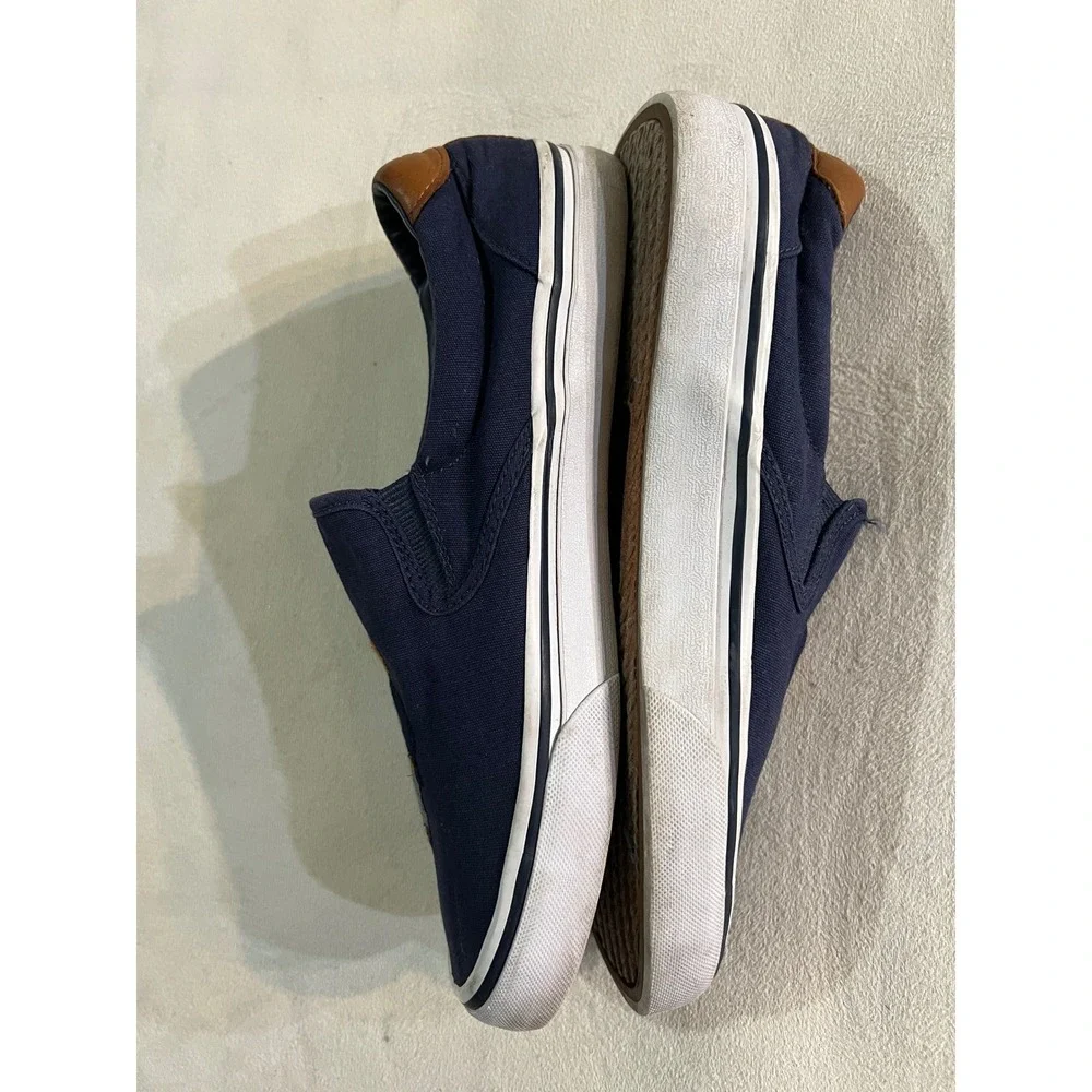 Polo Ralph Lauren Thompson III Navy Canvas Polo Bear Slip On Sneakers 8.5D